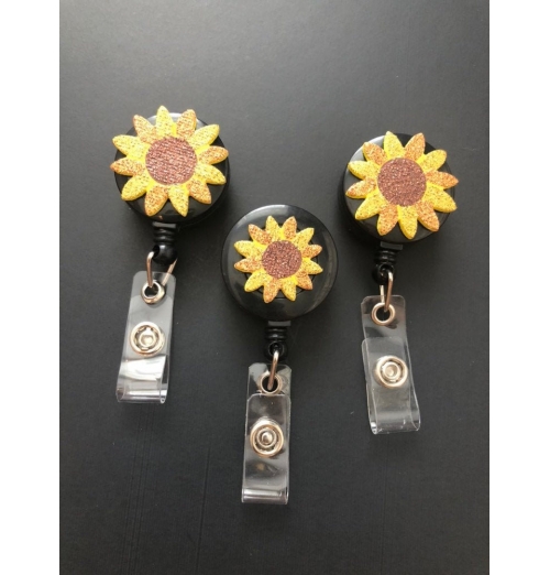 Sunflower Retractable Reel Badge, ID Badge Holder